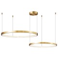 Zing Ring Double 60 B - żyrandol LED 60cm dwa pierścienie złoty mosiądz  - Lampy wewnętrzne - Iluminar