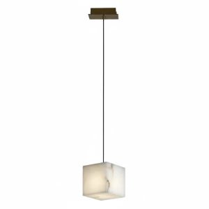 Espana – lampa wisząca 12 cm sześcienna kamienna biały