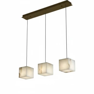 Espana – lampa wisząca potrójna sześcienna kamienna biały
