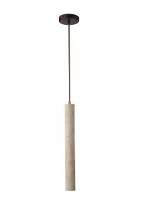 Travertino - lampa wisząca 45 cm cylindryczny trawertyn minimalistyczny czarny