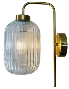 Brezar - kinkiet 33 cm owalny szkło ryflowane złoty