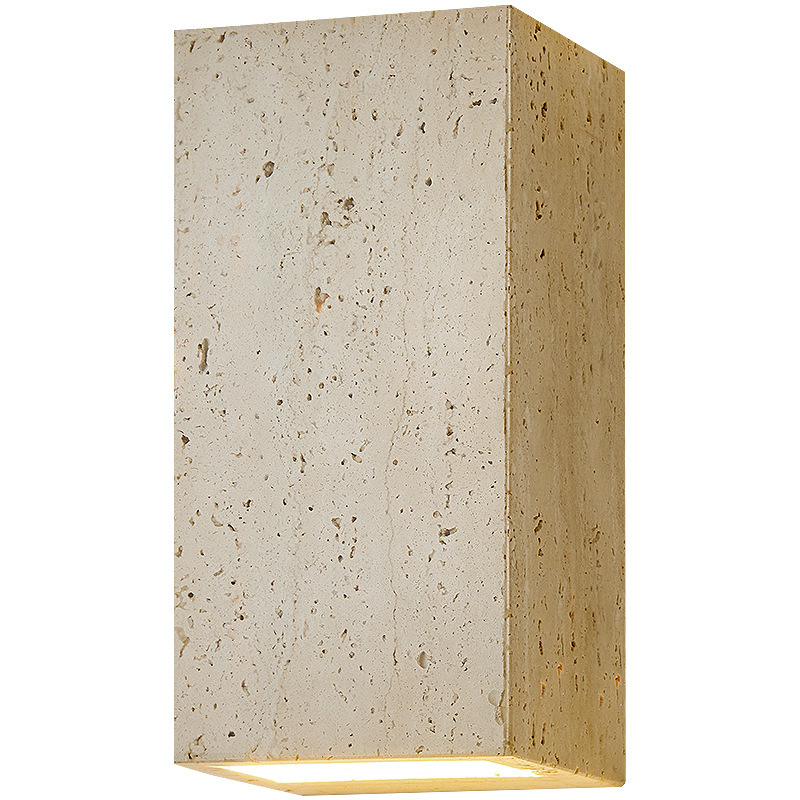 Travertino – kinkiet 23 cm prostokątny kamienny beżowy