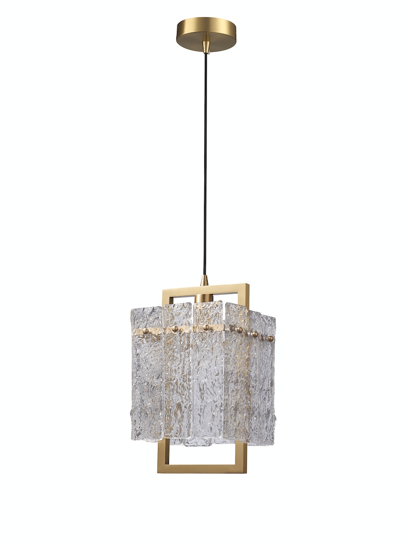 Monaco - lampa wisząca 16 cm prostokątny glamour luksusowy złoty
