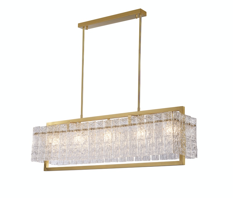 Monaco - lampa wisząca 95 cm prostokątny glamour kryształowy złoty