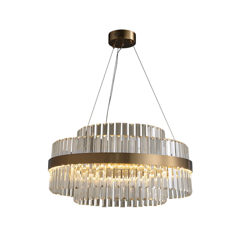 Astoria - lampa wisząca 60 cm okrągły LED 120 W glamour kryształowy złoty