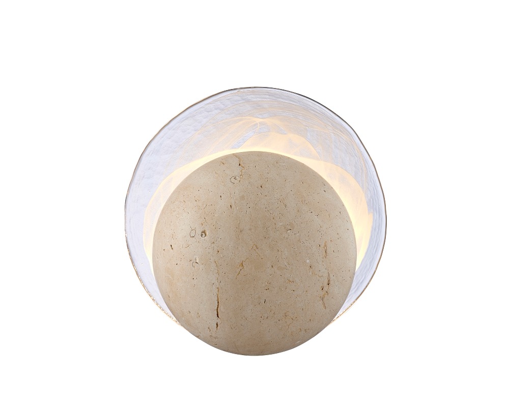 Travertino - kinkiet 20 cm okrągły LED 7 W minimalistyczny beżowy
